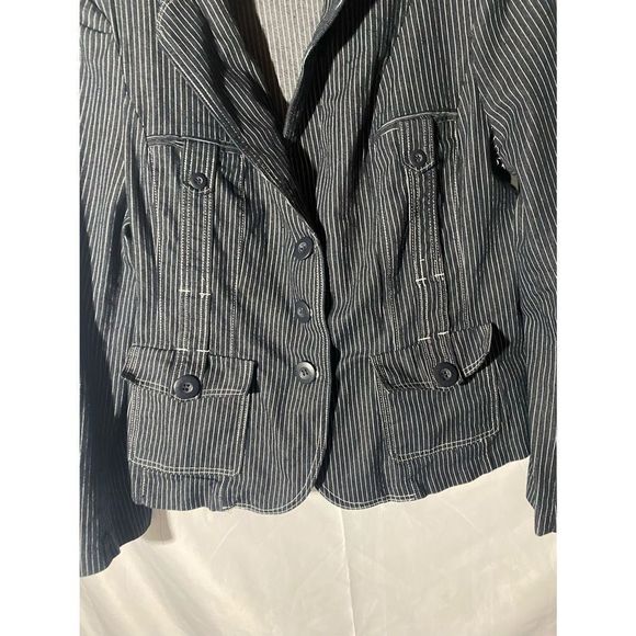Robert Louis Black and White Striped Jean Jacket - Picture 2 of 7